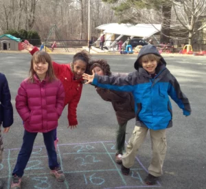 Class outside on a chalk board